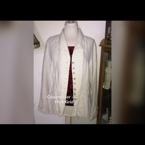 J JILL Fancy BF Linen Jacket Medium Oatmeal